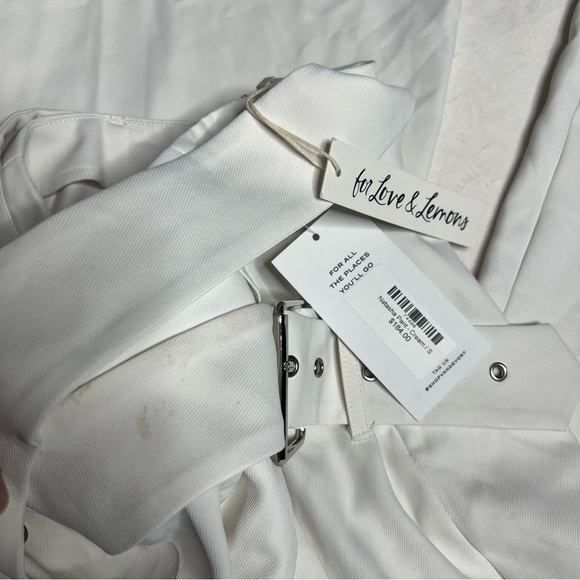 For Love & Lemons “Natasha” Wide Leg Belted Pant In Cream - Picture 13 of 15